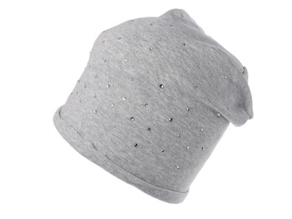 Bavlněná čepice s kamínky dámská (Varianta 1 šedá nejsvětlejší, Balení 1 ks)