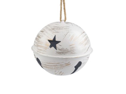 Maxi vánoční kovová rolnička, zvon k zavěšení (Varianta 1 bílá zlatá, Balení 1 ks)