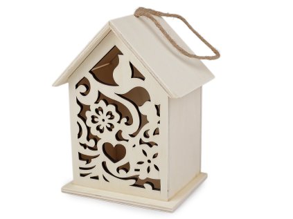 Závěsný dřevěný domeček / budka k domalování (Varianta 1 přírodní sv., Balení 1 ks)