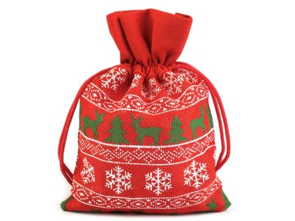 Vánoční dárkový pytlík 10x15 cm (Varianta 1 červená, Balení 1 ks)