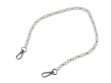 Perlový řetízek / ucho na kabelky a telefony délka 60 cm (Varianta 1 perlová nikl, Balení 1 ks)