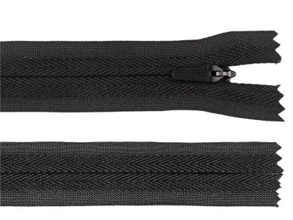 Spirálový zip skrytý No 3 délka 25 cm na outdoorové oděvy a doplňky, semi-autolock (Varianta 101 bílá, Balení 1 ks)