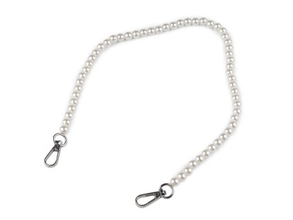 Perlový řetízek / ucho na kabelky a telefony délka 60 cm (Varianta 1 perlová nikl, Balení 1 ks)