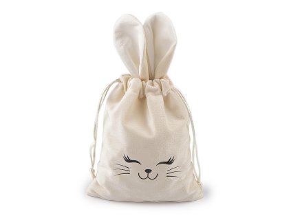Dárkový pytlík zajíček 15x28 cm sametový (Varianta 1 krémová světlá, Balení 10 ks)