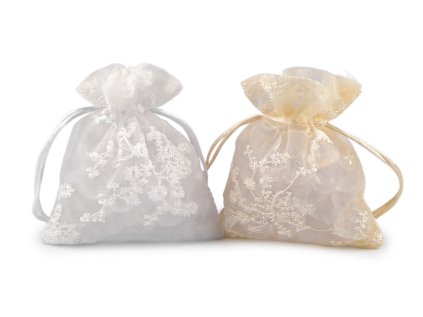 Dárkový pytlík vyšívaný 10x13 cm (Varianta 1 bílá, Balení 10 ks)