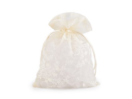 Dárkový pytlík vyšívaný 13x18 cm (Varianta 1 bílá, Balení 10 ks)