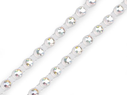 Štrasový prýmek / borta s kamínky Ø4 mm (Varianta 1 crystal transparent, Balení 9 m)