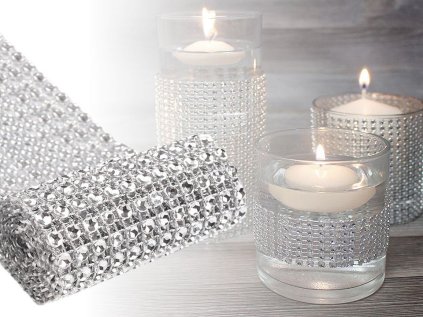 Diamantový pás / borta šíře 58 mm (Varianta 2 stříbrná, Balení 9 m)