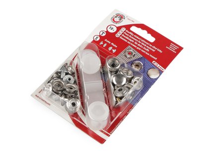 Knoflíky stiskací s kroužkem Ø13,5 mm na silné látky (Varianta nikl, Balení 1 karta)