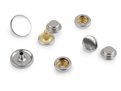 Knoflíky stiskací s kroužkem Ø15 mm na silné látky, nerezové (Varianta 1 nikl, Balení 50 sada)
