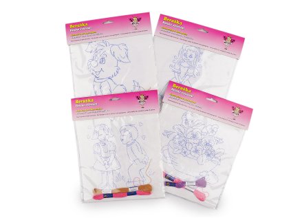 Dětské vyšívání s předtištěným motivem 2 ks (Varianta 1 viz foto, Balení 1 sáček)