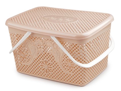 Plastový košík s víkem 20x35 cm (Varianta 1 pudrová, Balení 1 ks)