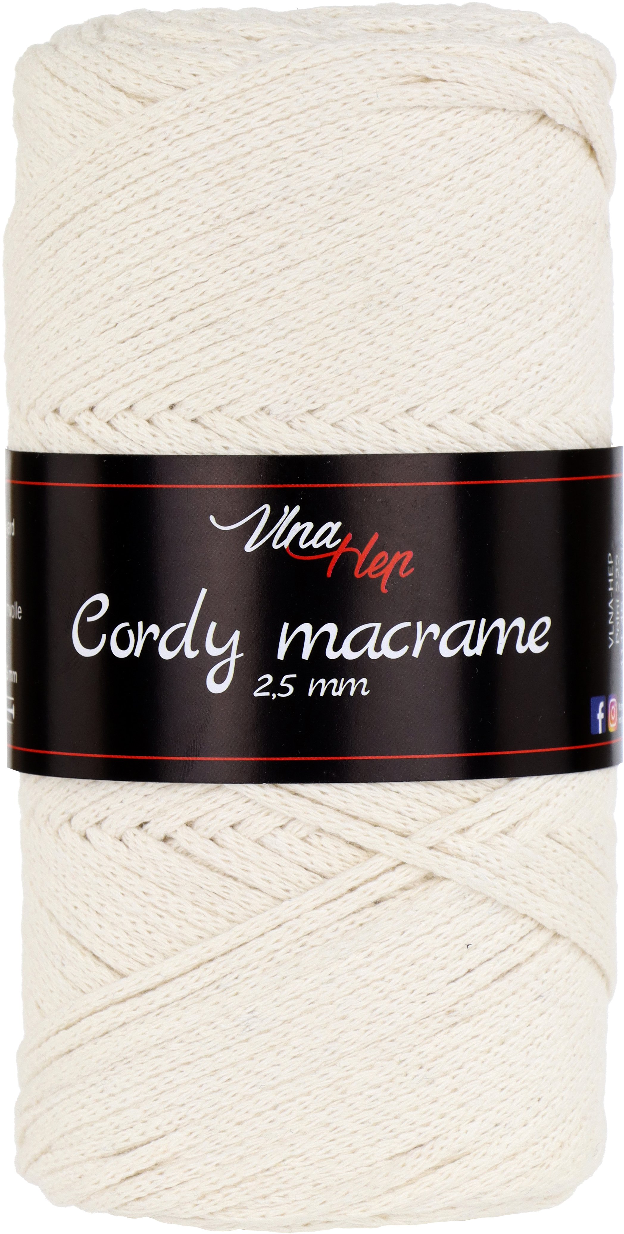 VLNA HEP Cordy 2,5 mm macrame Cordy 2,5mm macrame: Cordy 2,5mm macrame 8171