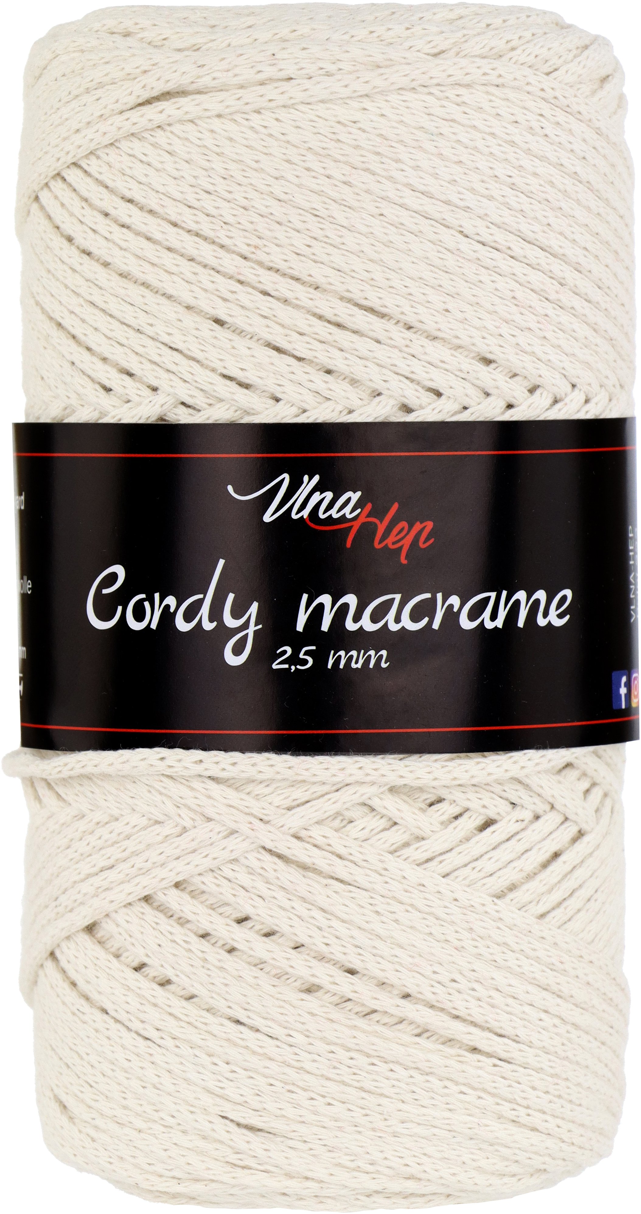 VLNA HEP Cordy 2,5 mm macrame Cordy 2,5mm macrame: Cordy 2,5mm macrame 8173