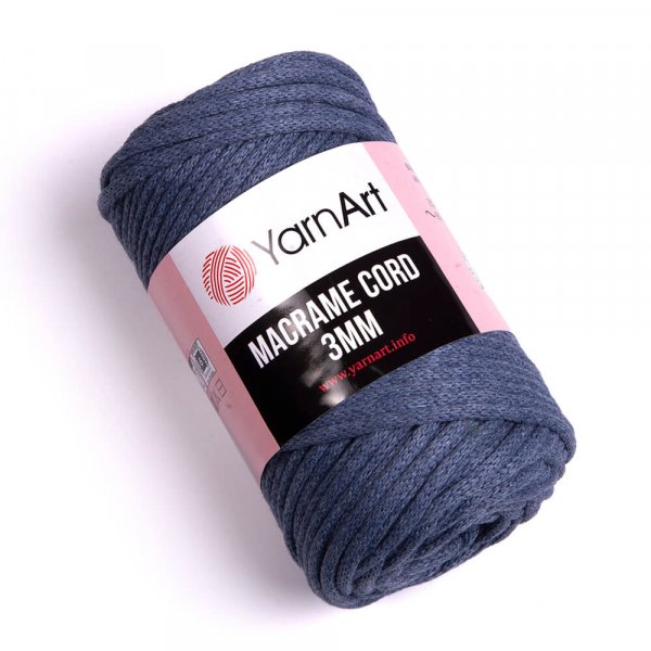 YarnArt Macrame Cord 3mm Barva: Macrame Cord 3mm 761 džínová modrá
