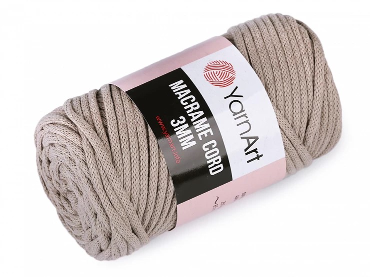 YarnArt Macrame Cord 3mm Barva: Macrame Cord 3mm 768 béžová