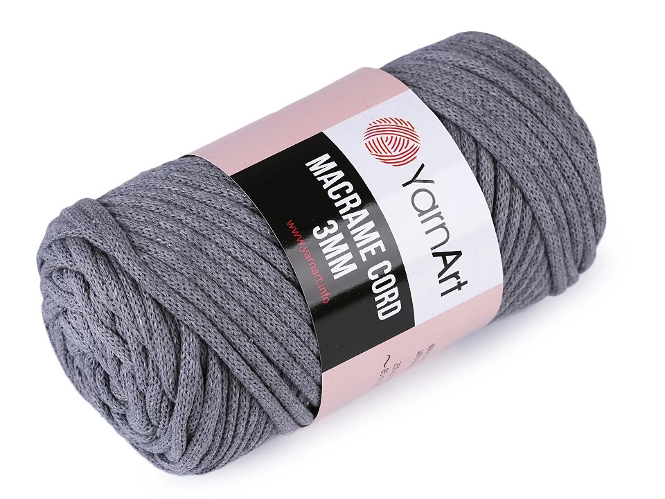 YarnArt Macrame Cord 3mm Barva: Macrame Cord 3mm  774 tmavě šedá