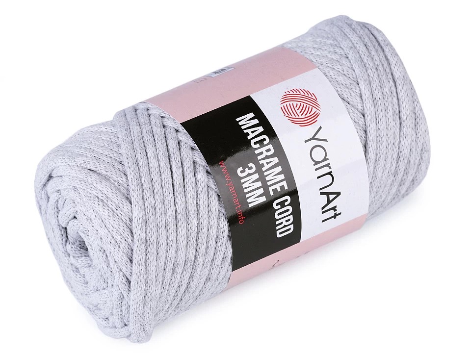 YarnArt Macrame Cord 3mm Barva: Macrame Cord 3mm 756 světlá šedá