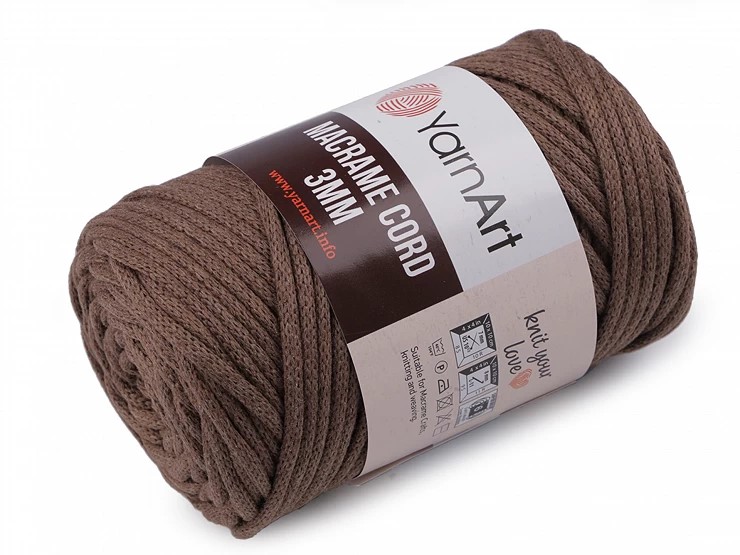 YarnArt Macrame Cord 3mm Barva: Macrame Cord 3mm 769 hnědá