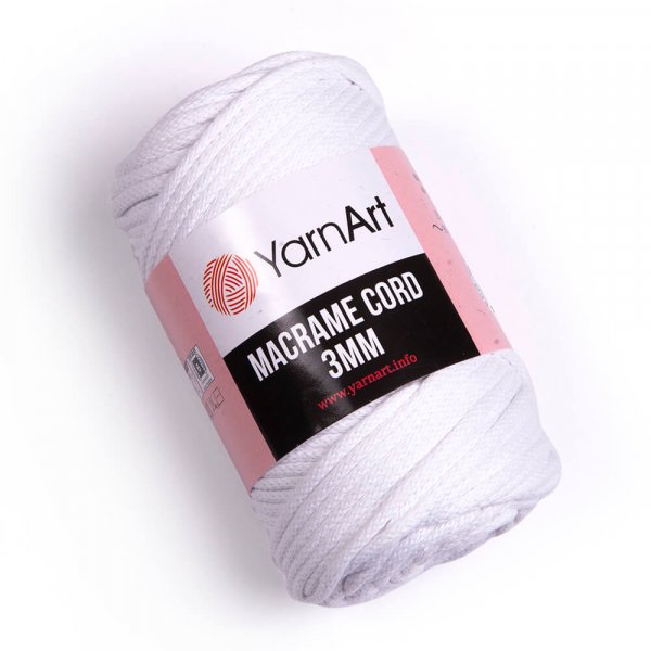 YarnArt Macrame Cord 3mm Barva: Macrame Cord 3mm 751 bílá