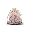 Dárkový pytlík jarní 10x13 cm lněný s květy (Varianta 1 režná, Balení 20 ks)