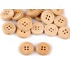 Dřevěný knoflík čtyřdírkový velikost 24" (Varianta 1 přírodní, Balení 20 ks)