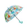 Dětský průhledný vystřelovací deštník dinosaurus (Varianta tyrkys, Balení 1 ks)