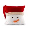 Vánoční plyšový povlak na polštář sněhulák 43x43 cm (Varianta 1 bílo červená sněhulák, Balení 1 ks)