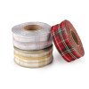 Károvaná stuha s lurexem a drátem šíře 40 mm (Varianta 102 béžová světlá zlatá, Balení 25 m)