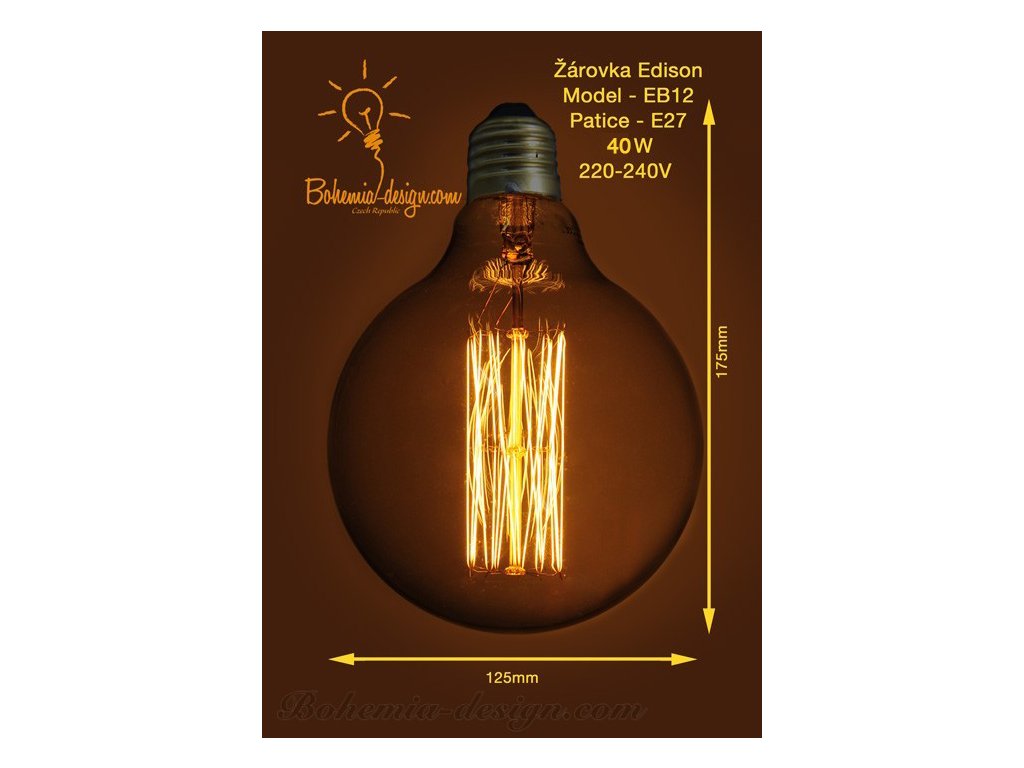 Žárovka Edison 40W/230V patice E27 (vintage) model Eb12