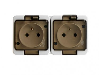 30521 nt 6sl zasuvka dvojnasobna 2x2p z 16a 250v s kourovym vickem ip44 bila
