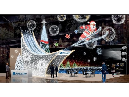POL-1001 - 3D dekorace - Santa na lyžích - 600 X 400 cm