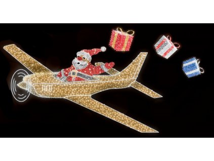 POL-2918 - 3D dekorace - Santa v letadle s dárky - 175 x 350 cm