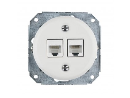 Porcelánová Ethernetová zásuvka, 2x CAT.5E, bez rámečku