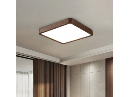 Stropní Dřevěný LED Panel Owen - Přisazený, 32W Ořech, 40x40