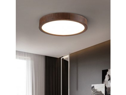 Stropní Dřevěný LED Panel Anthony - Přisazený, kulatý, 36W Ořech, 50cm