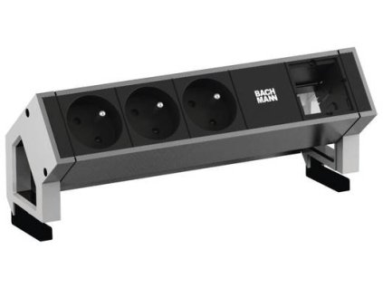 83847 3 732 3 elektro zasuvka bachmann desk 2 3x 230v 1x uziv modul nerez 902 404