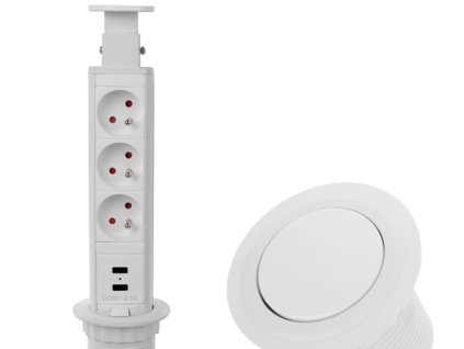 108129 5 31668 4 vysuvny zasuvkovy sloupek 3x 230v a 2x usb nabijecka bily