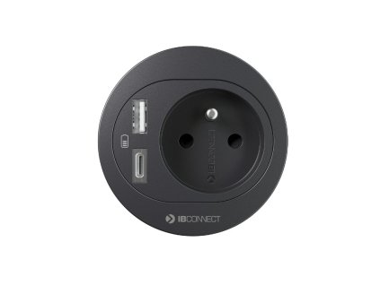 Elektro zásuvka Atom matná černá - různé konfigurace (Konfigurace elektrozásuvky 1x230V + 2xUSB nab. C)