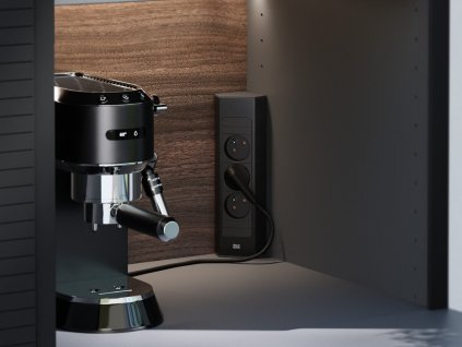 Zásuvková lišta Bachmann Casia 2 krátká - černá (Konfigurace elektrozásuvky 2x230V + USB nab. A+C)