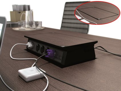 Elektrický výsuvná zásuvka MEETING - různé konfigurace (Konfigurace elektrozásuvky 8x230V + 2xUSB nab. A+C + 4xRJ45)