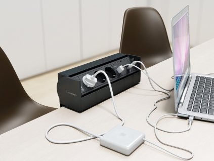 Elektro zásuvka PRISMA černá - různé konfigurace (Konfigurace elektrozásuvky 1x230V + USB nab. A+C + Modul)