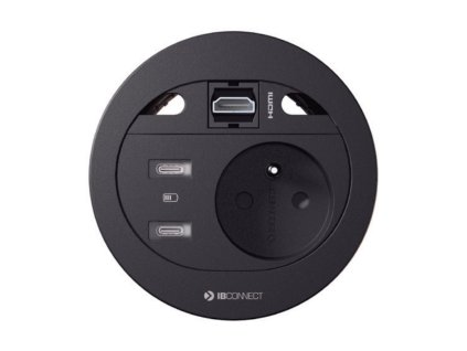 Elektro zásuvka Divus černá - různé konfigurace (Konfigurace elektrozásuvky 1x230 + USB nab. A+C + průchodka)