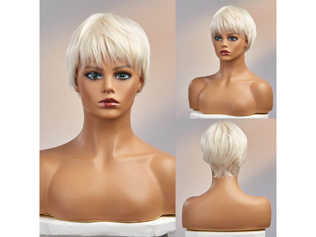 Krátka plavá blond parochňa Olana z pravých a umelých vlasov | Dámske  parochne
