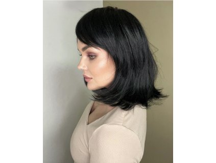 Černá paruka z pravých a umělých vlasů Ciara