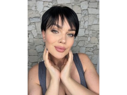 2814 cerna pixie paruka z pravych a umelych vlasu missi