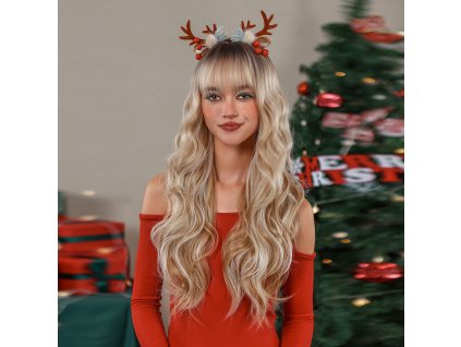 Dlouhá perleťová blond paruka Emilie s ofinou