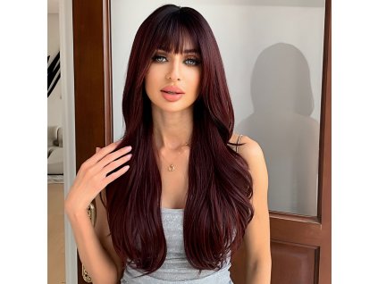 Dlouhá vlnitá paruka Ruby v bohaté vínové barvě