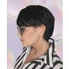 Krátká černá paruka z pravých a umělých vlasů Lora