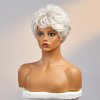 Bílá krátká paruka z pravých a umělých vlasů Amiah